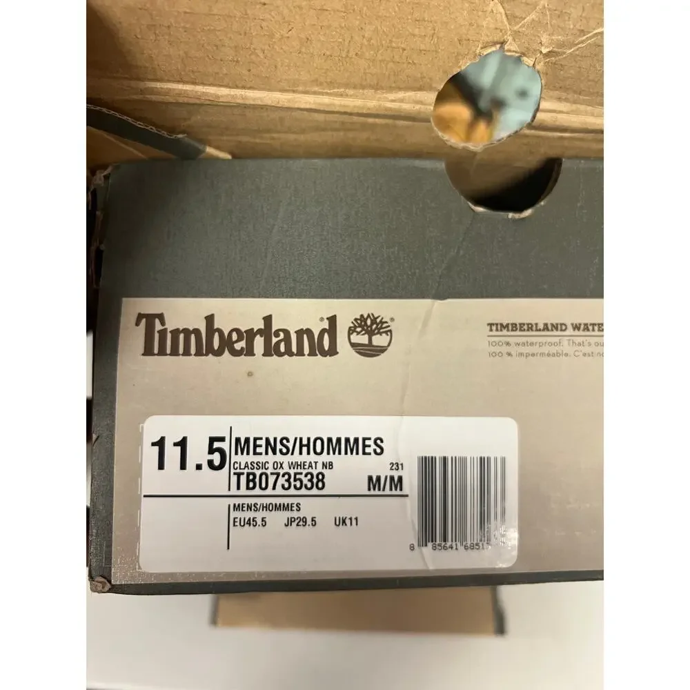 Timberland TB073538 Wheat Waterproof Oxford Boots Men US11.5